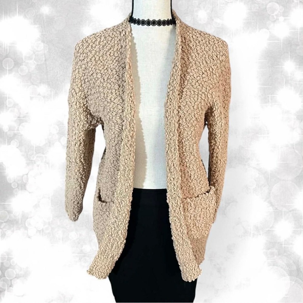 Cozy Boho Style Beige Knit Cardigan